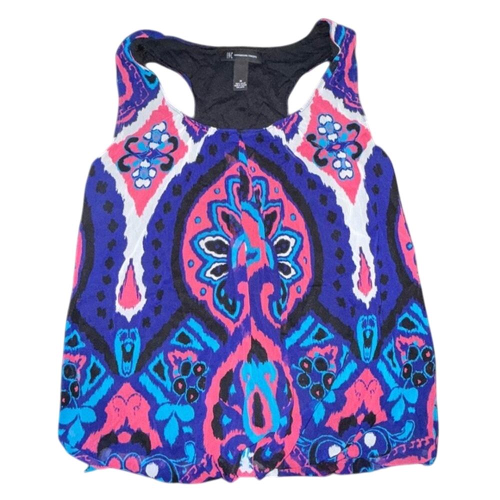 UEC I.N.C. BRIGHT PURPLE PINK BLUE BLACK MESH LIKE LINED RACERBACK TANK SZ M
